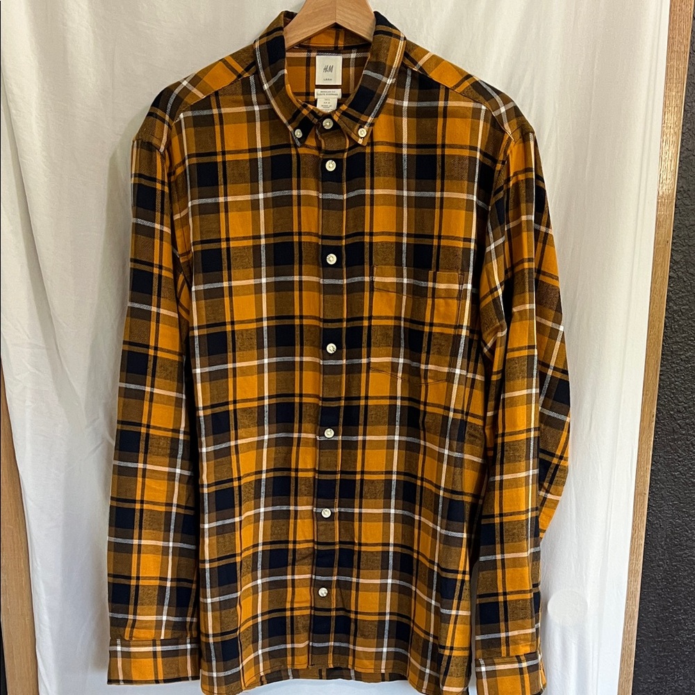 H&M Mustard and Black Plaid Shirt